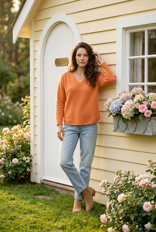 MyBasic Pullover V-Neck orange