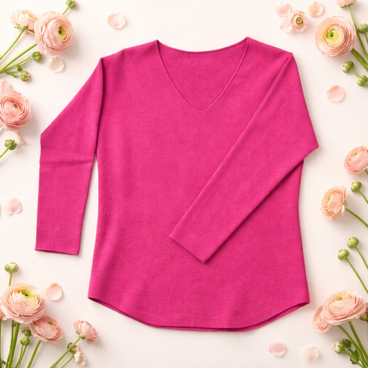 MyBasic Pullover V-Neck magenta