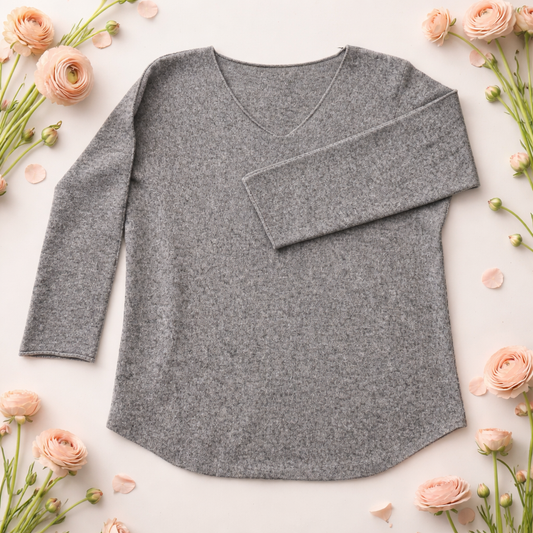 MyBasic Pullover V-Neck grau