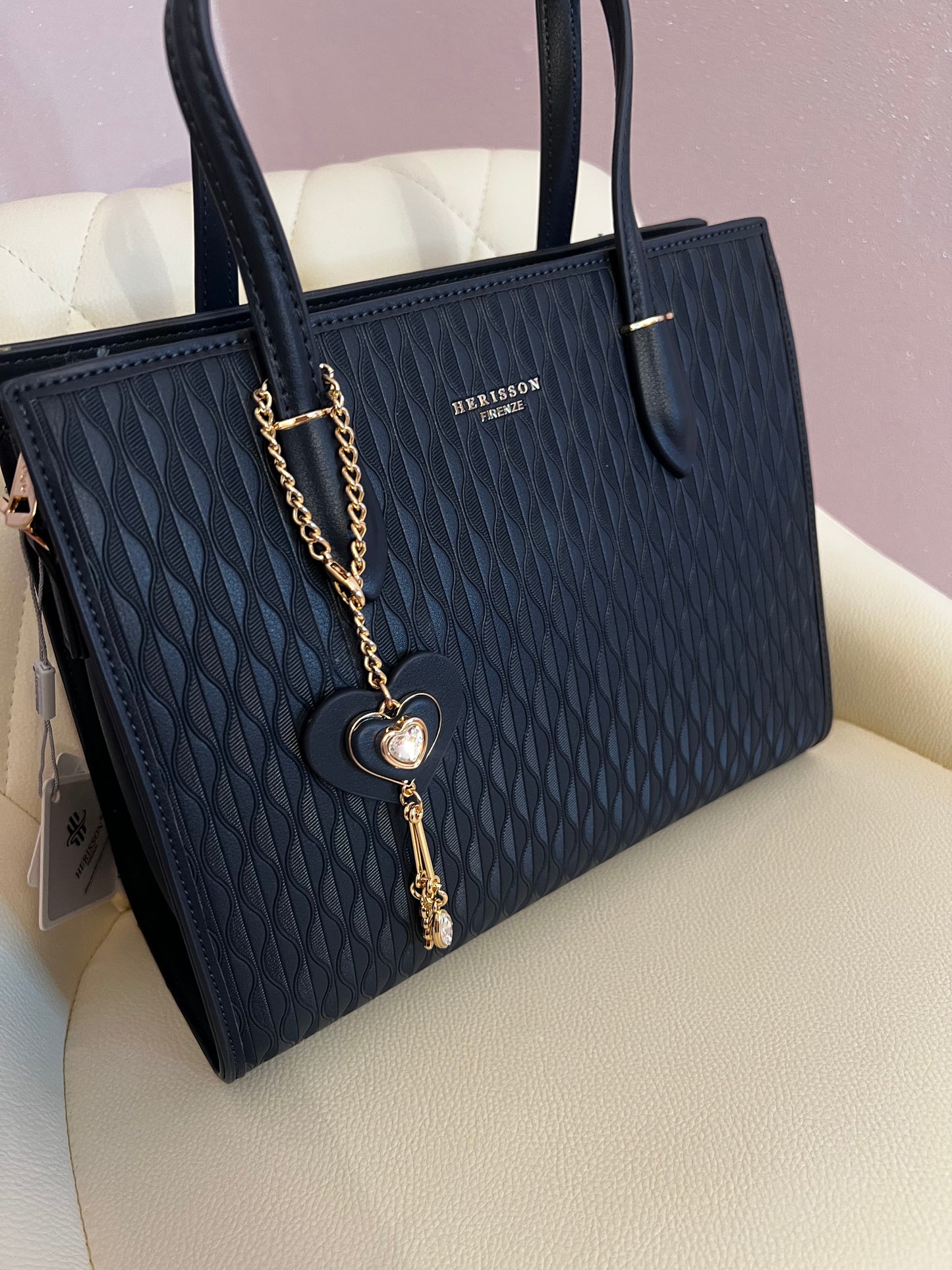 Midi Handtasche dunkelblau/grau