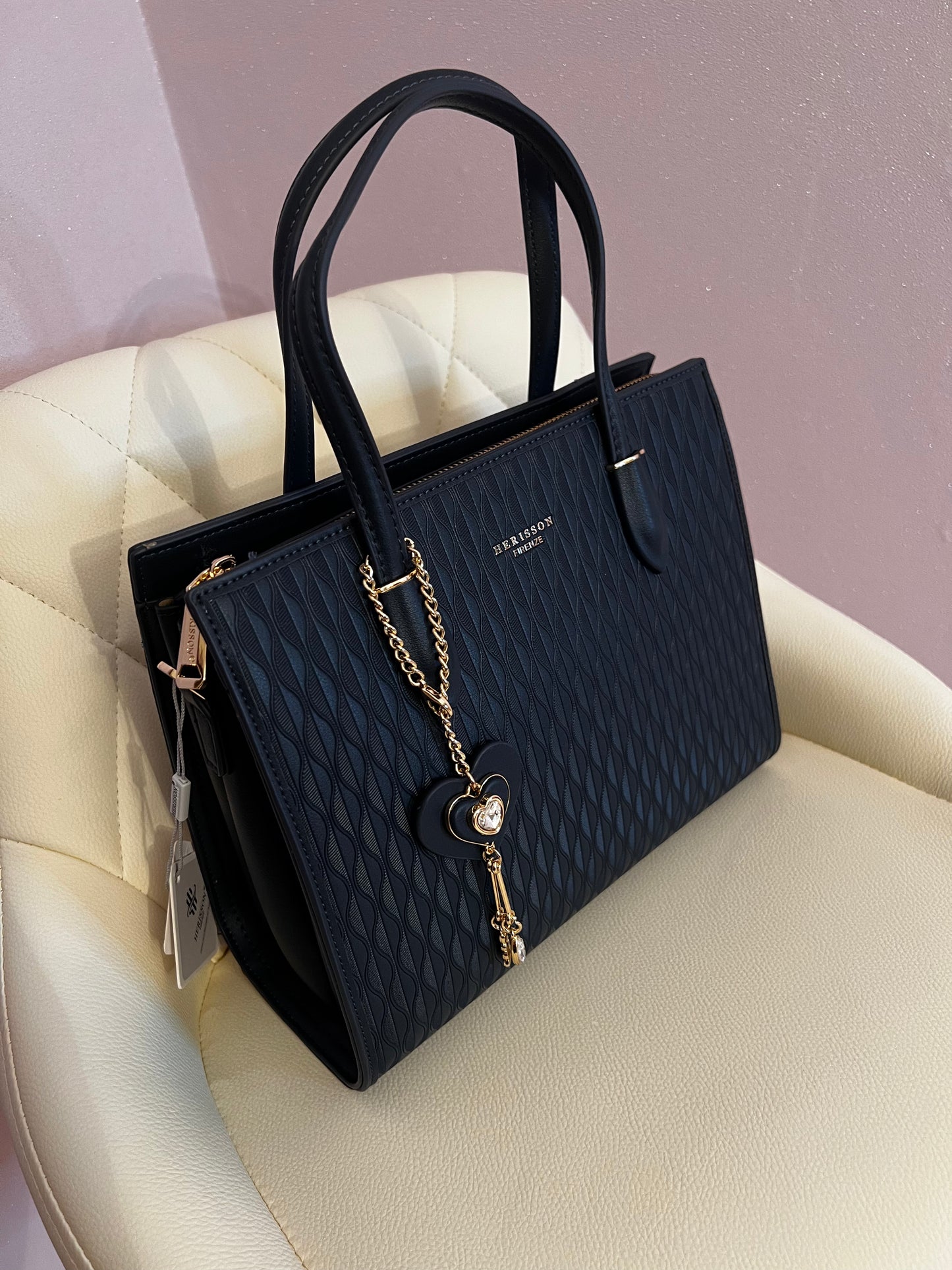 Midi Handtasche dunkelblau/grau