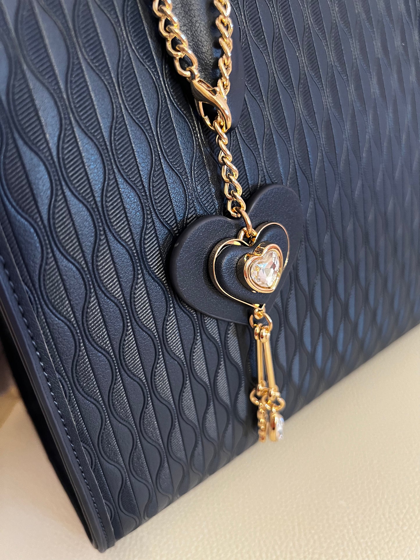 Midi Handtasche dunkelblau/grau